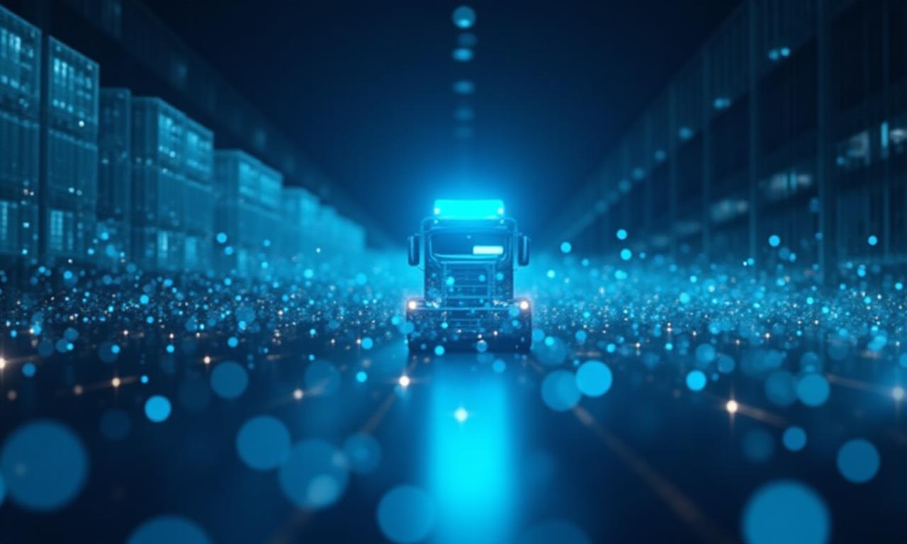 Conceptual visual of secure digital logistics data protection